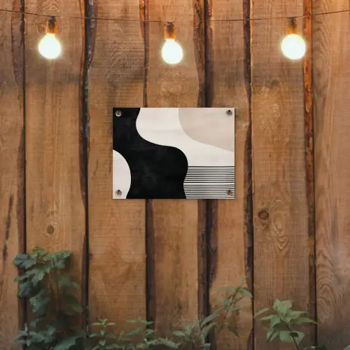 Abstract - Japandi - Beige - Modern tuinposter los doek klein -sfeer1