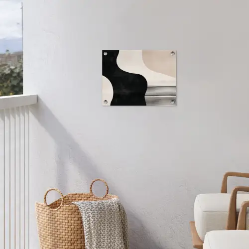 Abstract - Japandi - Beige - Modern tuinposter los doek klein -sfeer8