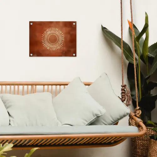 Abstract - Lijnen - Zonnestralen - Roodbruin tuinposter los doek klein -sfeer7