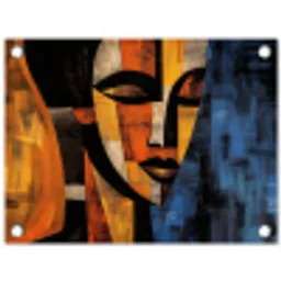 Abstract - Portret - Kleurvakken tuinposter los doek klein -3d