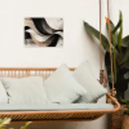 Abstract - Golven - Zwart - Verweerd tuinposter los doek klein -sfeer7