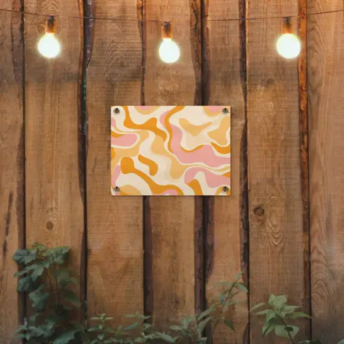 Abstract - Golvend - Oranje tuinposter los doek klein -sfeer1