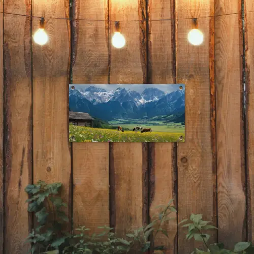 Alpen - Weide - Bergen - Koeien tuinposter los doek klein -sfeer1