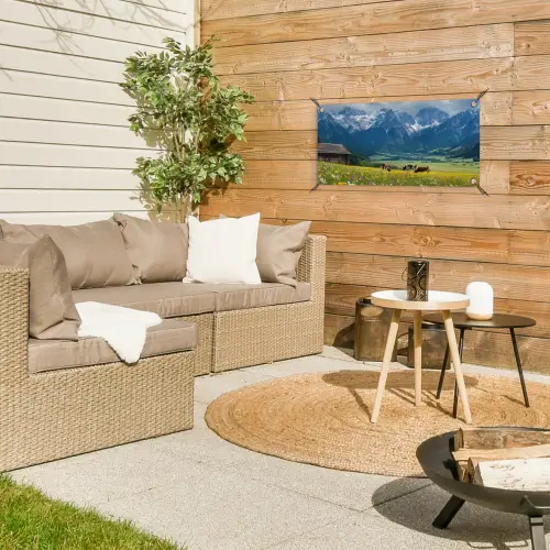 Alpen - Weide - Bergen - Koeien tuinposter los doek klein -sfeer4