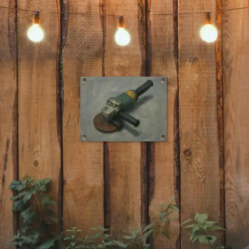 Haakse slijper - Schilderij - Gereedschap tuinposter los doek klein -sfeer1