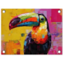 Toeken - Snavel - Kleurrijk - Blokken tuinposter los doek klein -3d