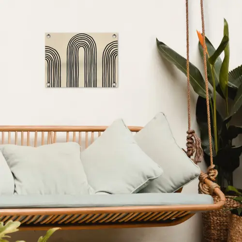 Boogvormen - Zwart - Strak tuinposter los doek klein -sfeer7