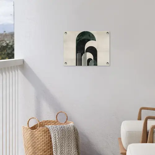 Bogen - Donkergroen - Lijnen tuinposter los doek klein -sfeer8