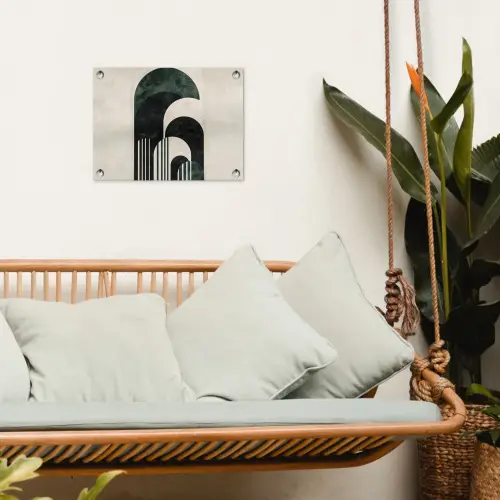 Bogen - Donkergroen - Lijnen tuinposter los doek klein -sfeer7