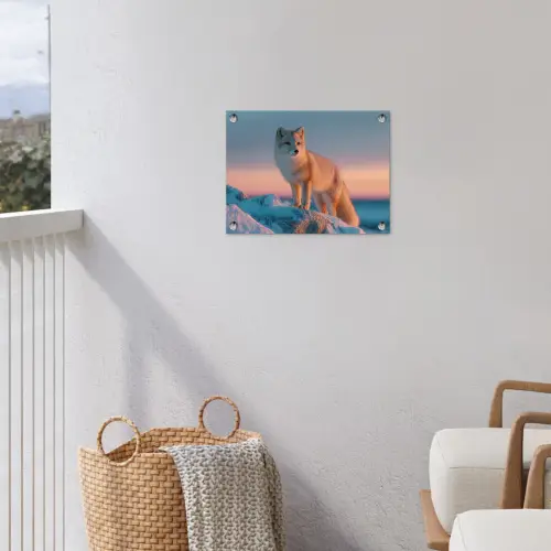 Poolvos - Rots - Sneeuw - Wit tuinposter los doek klein -sfeer8