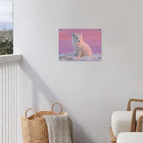 Poolvos - Sneeuw - Roze tuinposter los doek klein -sfeer8