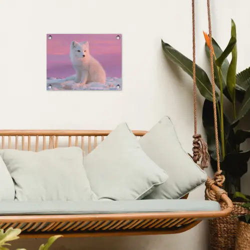 Poolvos - Sneeuw - Roze tuinposter los doek klein -sfeer7