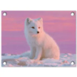 Poolvos - Sneeuw - Roze tuinposter los doek klein -3d