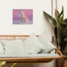 Poolvos - Sneeuw - Roze tuinposter los doek klein -sfeer7