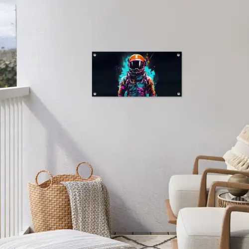 Astronaut - Neon - Gaming - Ruimte tuinposter los doek klein -sfeer8