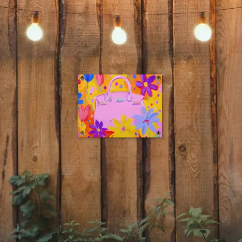 Tas - Roze - Bloemen tuinposter los doek klein -sfeer1