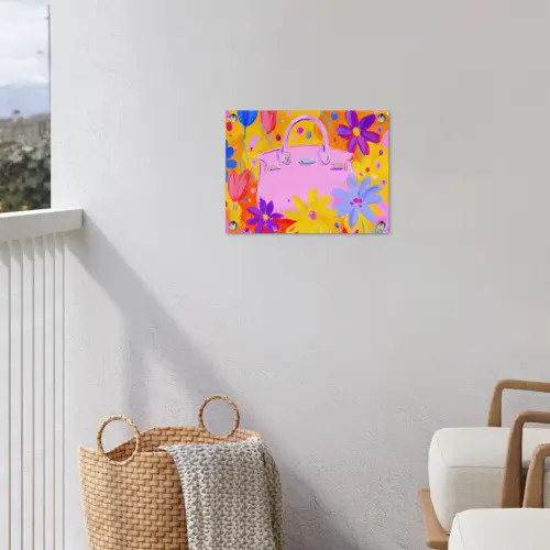 Tas - Roze - Bloemen tuinposter los doek klein -sfeer8