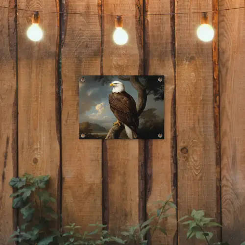 Zeearend - Tak - Wolken - Bruin tuinposter los doek klein -sfeer1
