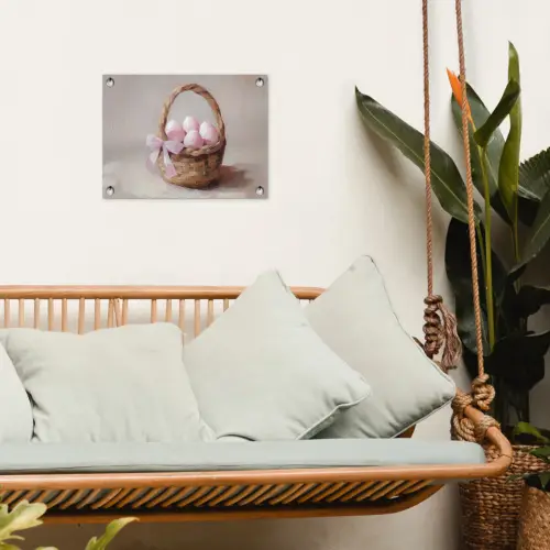 Mand - Eieren - Roze tuinposter los doek klein -sfeer7