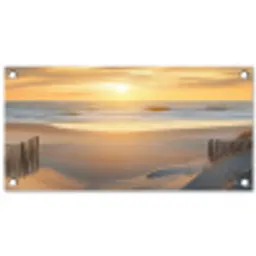 Strand - Duinen - Zonsondergang tuinposter los doek klein -3d