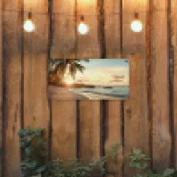 Strand - Palmbomen - Oceaan - Zonsondergang tuinposter los doek klein -sfeer1