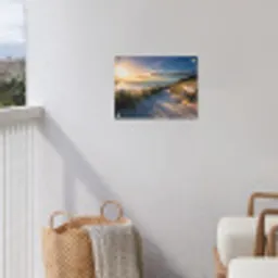 Strandpad met Bankje bij Zonsondergang tuinposter los doek klein -sfeer8