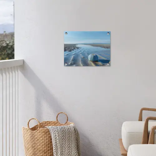 Strand - Schild - Water - Blauw tuinposter los doek klein -sfeer8