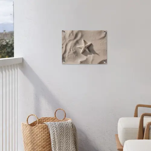 Strand - Zeester - Zand - Beige tuinposter los doek klein -sfeer8
