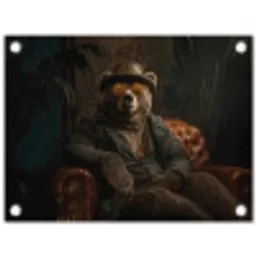 Beer - Bruin - Pak - Hoed tuinposter los doek klein -3d