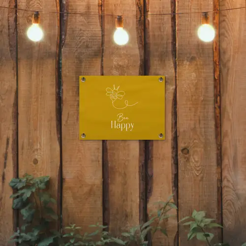 Bee Happy tuinposter los doek klein -sfeer1