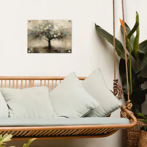 Beige - Abstract - Boom - Goud tuinposter los doek klein -sfeer7