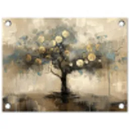 Beige - Abstract - Boom - Goud tuinposter los doek klein -3d