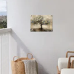 Beige - Abstract - Boom - Goud tuinposter los doek klein -sfeer8