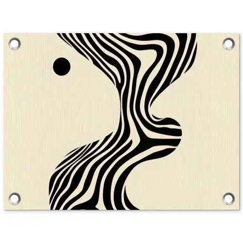Beige - Lijnen - Golvend -  Abstract tuinposter los doek klein -3d