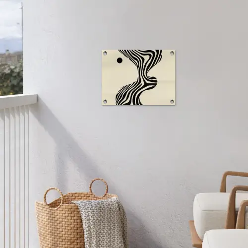 Beige - Lijnen - Golvend -  Abstract tuinposter los doek klein -sfeer8