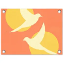 Vogels - Cirkels - Geel tuinposter los doek klein -3d