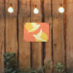 Vogels - Cirkels - Geel tuinposter los doek klein -sfeer1