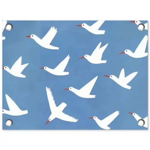 Vogels - Wit - Patroon tuinposter los doek klein -3d