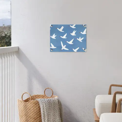 Vogels - Wit - Patroon tuinposter los doek klein -sfeer8
