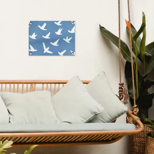 Vogels - Wit - Patroon tuinposter los doek klein -sfeer7