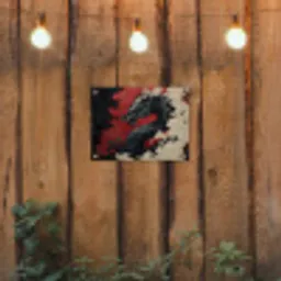 Zwarte draak - Rookwolken - Rood tuinposter los doek klein -sfeer1
