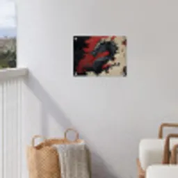 Zwarte draak - Rookwolken - Rood tuinposter los doek klein -sfeer8