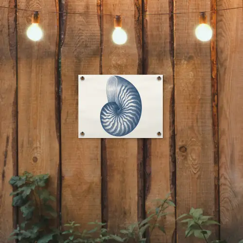Blauw - Schelp - Spiraal tuinposter los doek klein -sfeer1