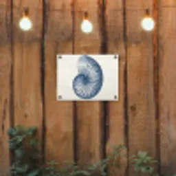 Blauw - Schelp - Spiraal tuinposter los doek klein -sfeer1