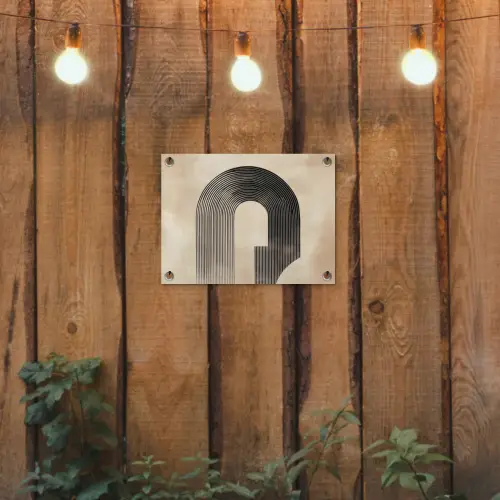 Boog - Strepen - Minimalistisch - Zwart tuinposter los doek klein -sfeer1