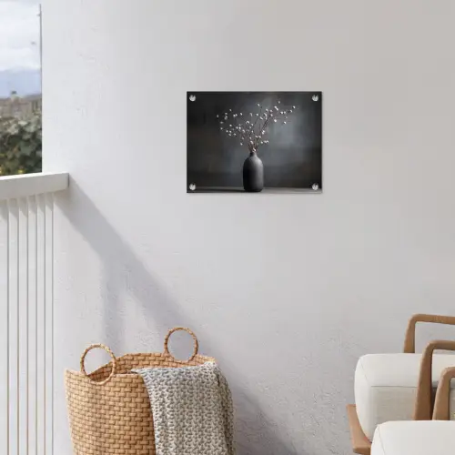 Takken - Vaas - Bolletjes - Wit tuinposter los doek klein -sfeer8