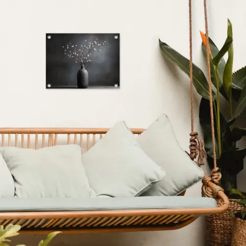 Takken - Vaas - Bolletjes - Wit tuinposter los doek klein -sfeer7