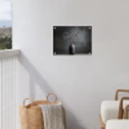 Takken - Vaas - Bolletjes - Wit tuinposter los doek klein -sfeer8
