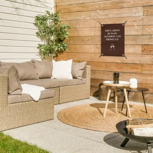 Bruin - Zomer - Quote - Drinken tuinposter los doek klein -sfeer4