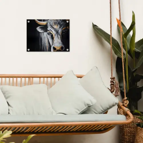 Stier - Hoorns - Snuit - Goud tuinposter los doek klein -sfeer7